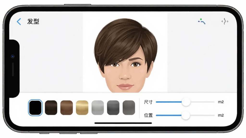 һ��չʾ�����͡�App��ɫ��΢�����ܵĽ����ͼ��������һ���ֻ�������ʾ����Ļ���ǡ����͡�App�ı༭���棬����ͷ������һ����ɫ�̷����·�����ɫѡ������������ɫ����ɫ����ɫ����ɫ��ɫ�飬�Ա��гߴ��λ�õ��ڻ��飬��������ֱ�ۣ������Ǹɾ��İ�ɫ�����������޶���Ԫ��