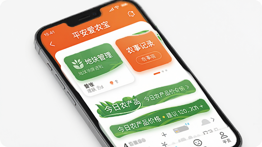 ƽ����ũ�� Ӧ�ý���ȫòչʾ������Ϊһ�������ֻ�����Ļ��ʾƽ����ũ��APP����ҳ�����ְ����ؿ������Ƭ��ũ�¼�¼��ڡ�����ũ��Ʒ�۸�������������Ű�����������ִ���Լ����ɫ��ƽ���Ⱥ�ũҵ��Ϊ����ϸ��Բ�󣬻��ʸɾ����޶���Ԫ��