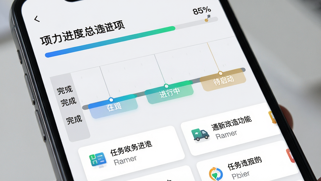 ͨ�����¸�����Ŀ����׷�ٹ��ܽ��棬����Ϊһ���ֻ���Ļ��д����Ļ��չʾ����ʱ���������������б���ʱ������������ɡ������С�����������״̬��ʶ�����������½ṹΪ��������Ϊ��Ŀ������������Ȱٷֱȣ��в�Ϊʱ���ᣬ�ײ�Ϊ����Ƭ�б������Ϊ������磬ϸ���Ͻ����������̽��䡢����Ƭ����Сͼ�ꡢ����Ϊǳ�Ұ�ɫ�����ʸ��塢����������������Ԫ��