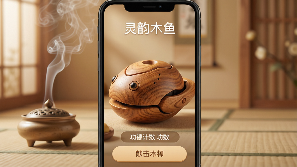 һ��չʾ������ľ�㡱App��������ֻ���ͼ������������һֻԲ���ľ�ʵ���ľ�㣬ľ�������ϸ������������������ůɫ��������ռ䣬�е�������¯�������ƣ���Ļ�Ϸ���ʾ������ľ�㡱�ĸ��֣��·��й��¼������û���ť�������񰲾����������ʸɾ��޶���Ԫ��
