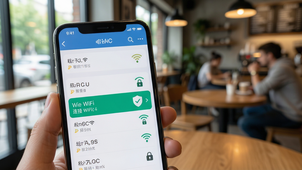 �ֻ����¹ܼ�һ������WiFi����չʾ���������ֻ���Ļ��ʾWiFi�б����棬���WiFi�����Ա����ź�ǿ��ͼ�������ͼ�꣬����һ��WiFi������ѡ�в���ʾ�����ӣ��Ա��а�ȫ���Ʊ�ʶ�������ǿ��������������дʵ�������������޶���Ԫ��