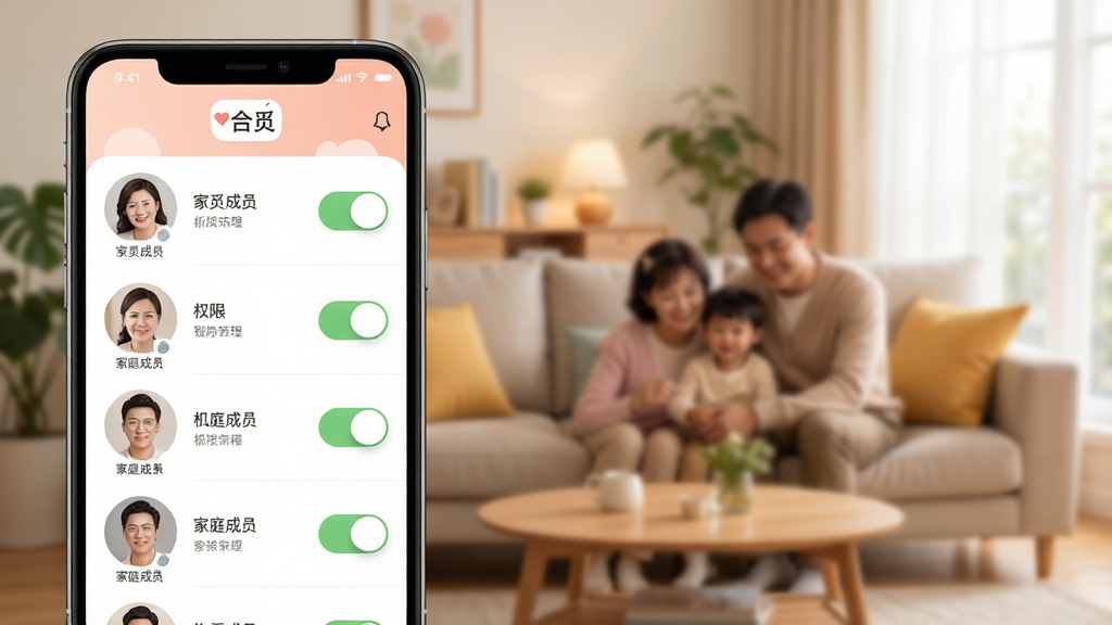 ����App���û��������棬�ֻ���Ļչʾ��ͥ��Աͷ���б���Ȩ�޿��أ���������ܰ�ļ�ͥ�����黯�������������С����١���ʶ���Ű����룬��������Ѻã�ϸ�ڵ�λ�����������޶���Ԫ��