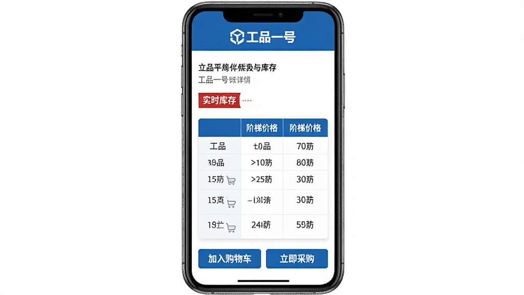 ��Ʒһ�ż۸�����չʾҳ�棬�ֻ���Ļ����ʾ��Ʒ���飬�ص�ͻ����ʵʱ��桱��ǩ�͡����ݼ۸񡱱��񣬱����������г���ͬ�ɹ�������Ӧ�ĵ��ۣ�ҳ��ײ��С����빺�ﳵ���͡������ɹ�����ť�������С���Ʒһ�š�logo�������������࣬������ɫ�����������ɾ����޶���װ��Ԫ��