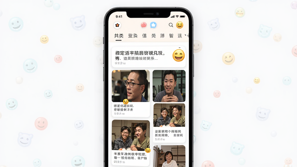 ��Ц�ں�����������չʾ��������һ���ֻ���Ļ����Ļ����ʾ�Ÿ�Ц�ں�APP����ҳ�����ְ��������ķ����ǩ���·��ٲ���ʽ�ĸ�Ц������Ȥͼ��Ƭ���Ű���������������ɻ��ã�ϸ���ϴ���΢Ц������ŵ�׺�����ʸ���ɾ����޶���Ԫ��