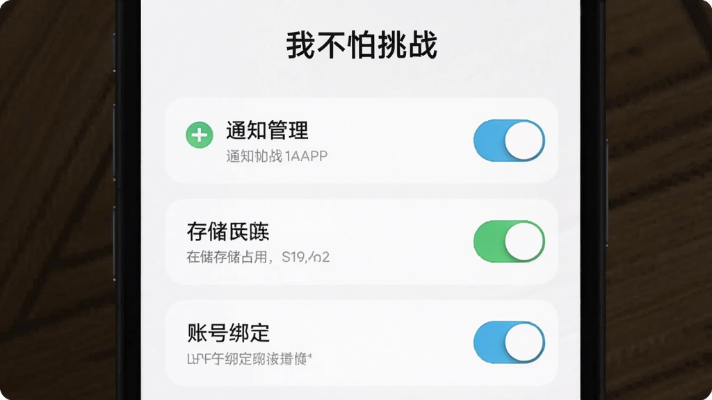 �Ҳ�����սAPP���ý��棬��ʾ֪ͨ�������洢ռ�á��˺Ű󶨵�ѡ����涥�����Ҳ�����ս���⣬ѡ���б����������ذ�ť���Բ�󣬱�����ɫ������Լ�ִ������ʸɾ����޶���Ԫ��