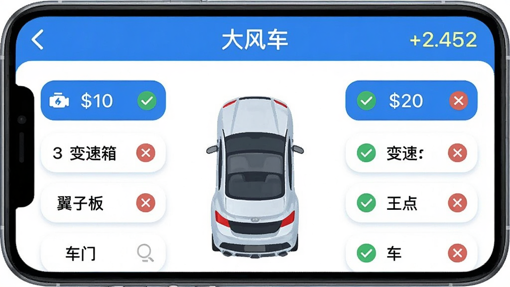 ��糵App���������棬��Ļ��ʾ����糵�����������·��ǳ���ʾ��ͼ����������ֲ��ſɵ���ļ�����硰���������������䡱�����Ӱ塱�����š��ȣ�ÿ����Ŀ�Ա��жԹ��Ͳ��ͼ�꣬ѡ�к�۸������ڶ���ʵʱ�仯����������ˬ��������ɫ��ϸ��Բ���޶���װ��