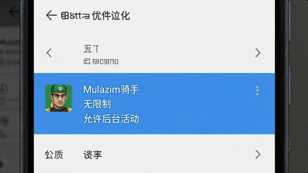 һ��Mulazim�������ֻ���̨���е����ý���ʾ��ͼ������չʾ��׿ϵͳ�ĵ���Ż�����ҳ�棬������ʾ��Mulazim���֡�Ӧ�ñ�����Ϊ�������ơ���������̨������������ֻ����ò˵������дʵ�������������ص�ͻ�����޶���Ԫ��