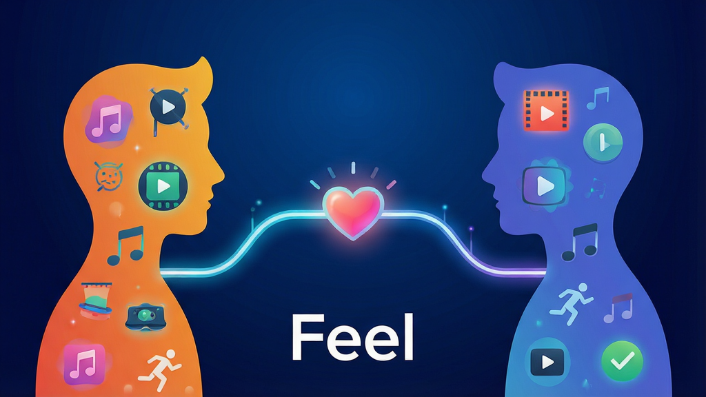һ��չʾFeel����ƥ�书�ܵ�AI��ͼ������Ϊ������ͬ��ɫ�ĳ�����������ͨ��һ�����������������һ�������м���һ�ŷ���İ��ģ�����Ϊ���ҶԳƣ��Ű���У����Ϊ�Ƽ��в廭��ϸ�ڰ���������������������Ȥͼ�������֡���Ӱ���˶����ţ����ʸɾ��޶���Ԫ�أ�����Ϊ����ɫ���䣬���֡�Feel���԰�ɫ����������ڻ���ײ����룬���廭�������������޶���װ�Ρ�