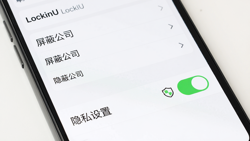 LockinU ��˽�������ý��棬�ֻ���Ļ��ʾ�����ι�˾���б��͡���˽���á����أ�������ʾ��ɫ����״̬���Ա��ж���ͼ�꣬����Ϊ��ɫ�����ȫ�ɿ������ʸɾ����޶���Ԫ��