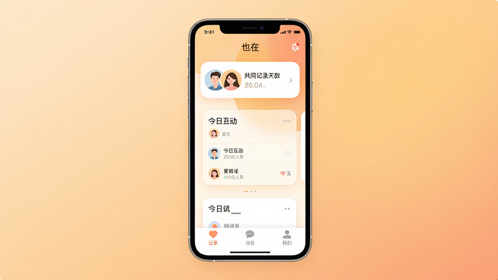 һ��չʾ��Ҳ�ڡ�App���Ľ�����ֻ�����ͼ������������һ���ִ������ֻ�����Ļ����ʾ�š�Ҳ�ڡ�����ҳ�����ּ�࣬������������ͷ��͹�ͬ��¼�������м��ǽ��ջ�����Ƭ���ײ��Ǽ�¼����Ϣ���ҵ�������ǩ������������͵�ůɫ�����䣬�����ܰ������ϸ��Բ�󣬻��ʸɾ��������޶���Ԫ�ء�