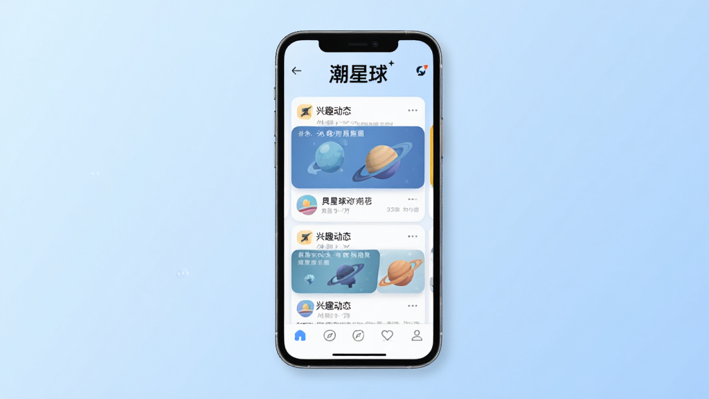 һ��չʾ������app���Ľ�����ֻ�����ͼ�������������ֻ���Ļ����Ļ����ʾ������Ӧ�õ���ҳ�������С�����������logo���м��ǿ�Ƭʽ��Ȥ��̬�����ײ����������ͼ�꣬������ǳ��ɫ���䣬������ɾ���ˬ����ƽ����ƣ�ϸ��Բ�󣬻����������޶���Ԫ��