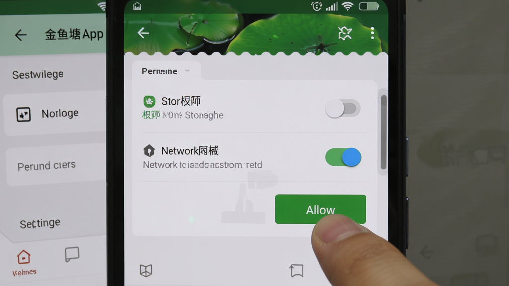 ������App��װ���ý����ͼ���ֻ���Ļ��ʾ��׿ϵͳȨ������ҳ�棬�����洢Ȩ�޺�����Ȩ�޿��أ�����������ָ���������ť�Ķ���������Ϊ�ֻ����ý��棬���дʵ�����廭�ʣ��ɾ��޶���Ԫ��