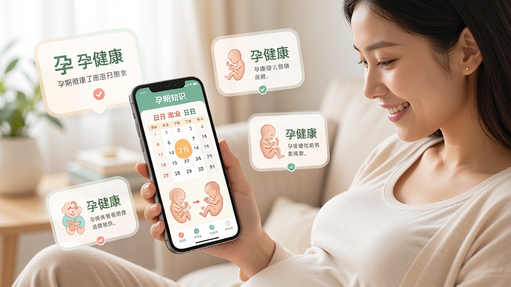 �ֻ���Ļչʾ�н���App������֪ʶҳ�棬������һλ�и�΢Ц�����ֻ�����Ļ����ʾ����������̥��������ͼ����Χ����͵�֪ʶ��ƬƯ�������ֱ�ע�н�����������������ů�����ʸɾ����޶���Ԫ��