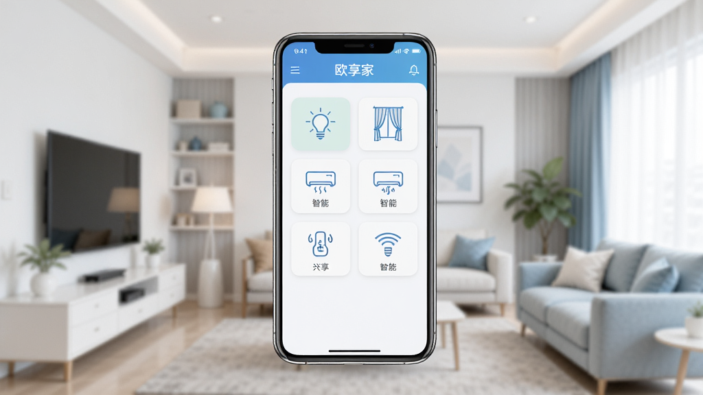 һ��չʾŷ����App��������ֻ�����ͼ������������һ���ִ������ֻ�����Ļ����ʾ��ŷ���ҵĿ�����壬�����еƹ⡢�������յ��������豸��ͼ�꣬��������ܰ���ִ��Ҿӿ�����������������������ɫ���԰�ɫ��ǳ��ɫΪ�������������ɾ����޶���Ԫ��