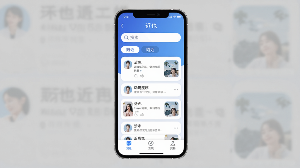��ҲApp������չʾ������������һ���ֻ���Ļ����Ļ����ʾ����Ҳ��Ӧ�õ���ҳ���������������͸�����ǩ���м����û���̬��Ƭ�б����ײ�����Ϣ�����֡��ҵ���������ͼ�꣬���岼�ָɾ���ˬ�����׽���ɫ������ƽ����Ʒ��ϸ��Բ���޶���Ԫ�أ���������