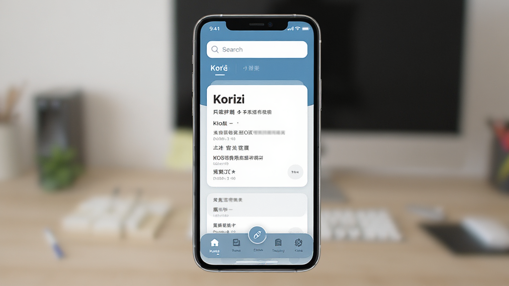 Kori���� ����������չʾ������Ϊһ���ֻ���Ļ����Ļ������ʾ�ʵ��ѯ���棬���ְ��������������м䵥�����忨Ƭ���ײ����ܵ��������Ű�������������ִ���ƽ��ϸ��Բ�󣬻��ʸɾ��޶���Ԫ��