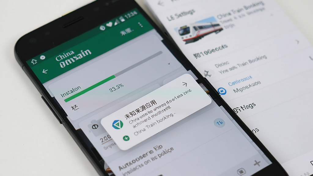 һ��չʾ�ڰ�׿�ֻ��ϰ�װ China Train Booking Ӧ�ù��̵�ͼƬ���������ֻ���Ļ��ʾ�Ű�װ�������͡�δ֪��ԴӦ�á�����Ȩ��ʾ�������������ֻ����ý��棬���дʵ��ϸ�����������ʸɾ����޶���Ԫ�ء�