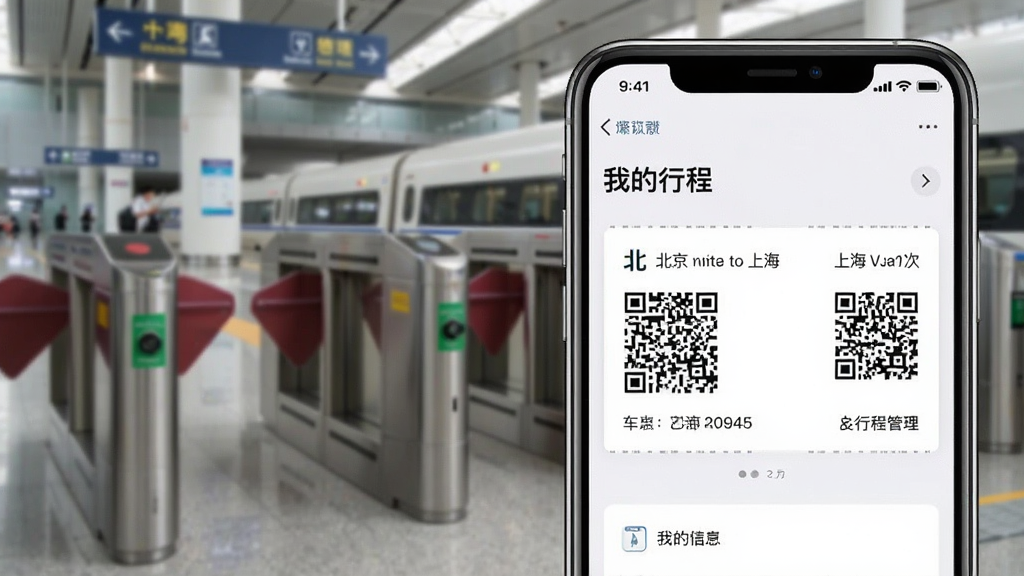 һ��չʾ China Train Booking Ӧ�õ���Ʊ���г̹������ܵ�ͼƬ���������ֻ���Ļ��ʾ���ҵ��г̡�ҳ�棬��һ�Ŵӱ������Ϻ��ĸ�������Ʊ�������ж�ά��ͳ�����Ϣ�������Ǹ���վ��բ���ڣ����дʵ��ϸ�����������ʸɾ����޶���Ԫ�ء�