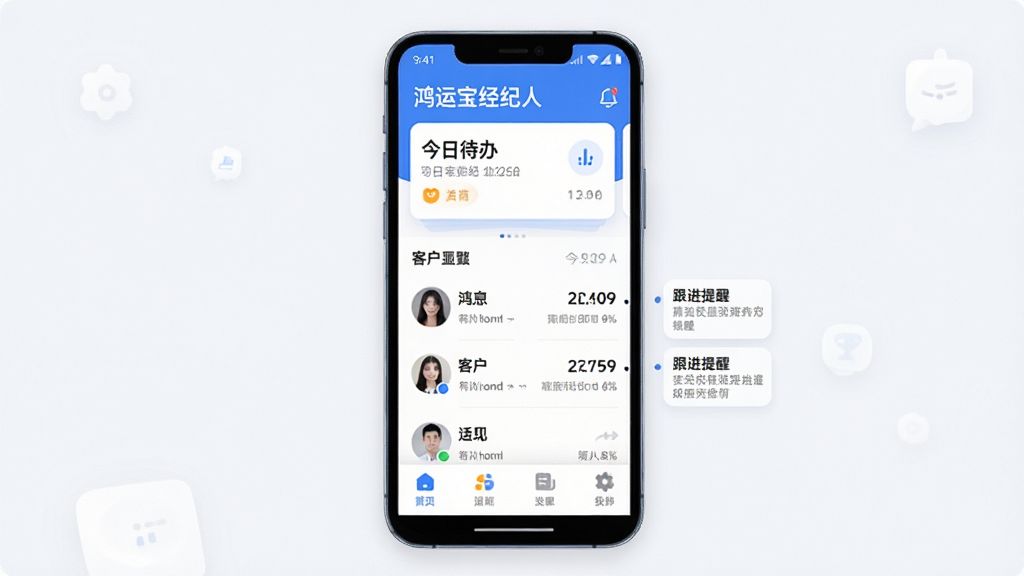 ���˱�������App������չʾ������������һ����׿�ֻ�����Ļ����ʾ�����˱������ˡ�Ӧ����ҳ�������н��մ��쿨Ƭ���м���ʾ�ͻ��б��͸������ѣ��ײ�Ϊ�ĸ�����ѡ������岼������������ִ���Լ��������ɫ��ϸ��Բ�󣬻��ʸɾ��޶���Ԫ��