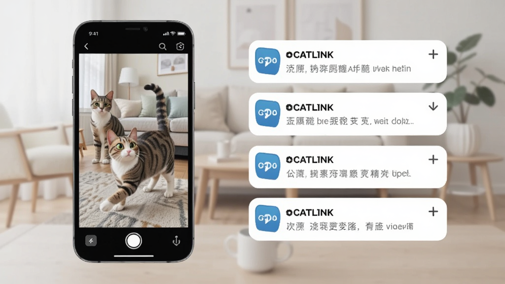 һ��չʾCATLINK APP��Ϣ���Ѻ���Ƶ�鿴���ܵ�ͼƬ������������ֻ���Ļ��ʾʵʱ��Ƶ�����è�䶯̬���Ҳ��Ǽ�������֪ͨ��֪ͨ�ϴ��С�CATLINK����ʶ�������ǾӼһ�������������죬���������ɾ����޶���Ԫ��