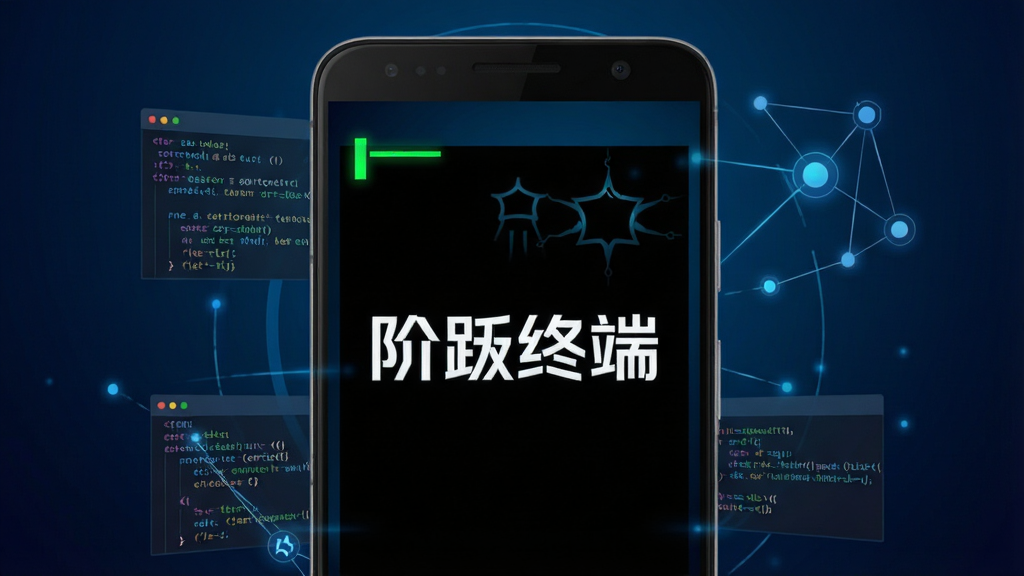��Ծ�ն�App������ȫòչʾ������������һ����׿�ֻ�����Ļ��ʾ��ɫ�������������ն˽��棬��������ɫ�Ĺ����˸���������������֡���Ծ�նˡ��ĸ���ɫ�Ƽ��������Logo������Ϊ��ɫ����Ƽ������ֻ���Χ�����Ŵ���Ƭ�κ�����ڵ����ߣ���������Ӳ�ʣ����ʸɾ��޶���Ԫ��