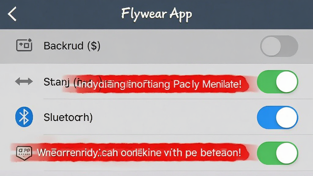 Flywear App Ȩ�����ý����ͼ����ʾ��̨���С���������������Ȩ�޿��أ������к�ɫ��ע��ʾ��ҪȨ�ޣ��������ֱ�ۡ�