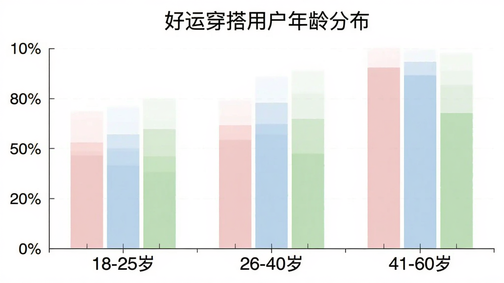 好运穿搭用户年龄分布柱状图,横轴为