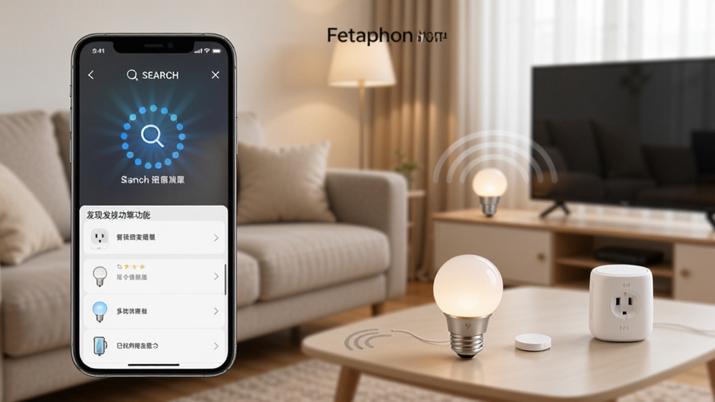 Fetaphon Home һ�����ӹ���չʾ��������һ���ֻ�����ɨ����Χ�������豸���ֻ���Ļ��ʾ�����������ѷ��ֵ��豸�б���������һ����ܰ�Ŀ��������������ܵ��ݡ����ܲ������豸����������������ʸɾ��޶���Ԫ��