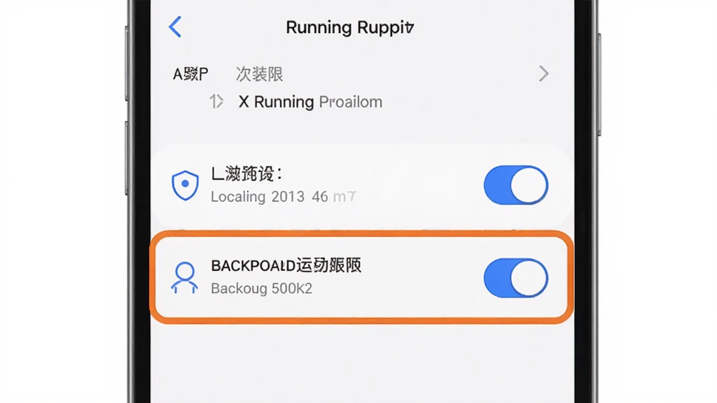һ��չʾXRunning�ܲ�������װȨ�����ý�����ֻ���ͼ���������ֻ���������Ļ����ʾӦ��Ȩ�޹���ҳ�棬������ע��λ�ͺ�̨����Ȩ�ޣ���ɫΪ��ɫ����������ɫ���ذ�ť���Ű�����������࣬ϸ��Բ�󣬻��ʸɾ����޶���Ԫ��