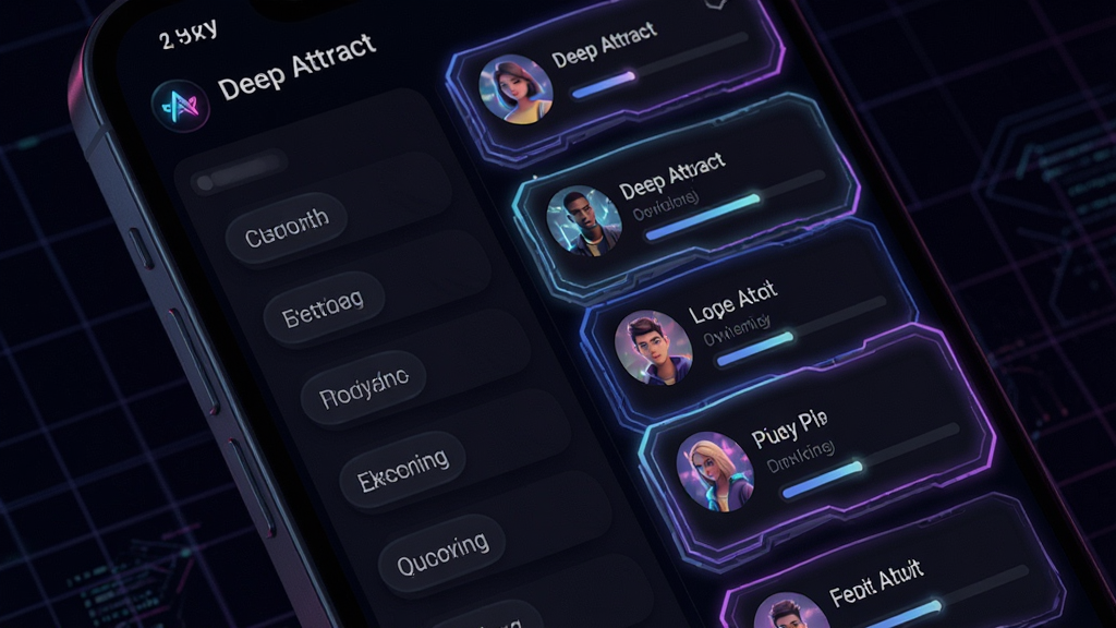 Deep Attract ����ƥ�书��չʾͼ������Ϊ�ֻ���Ļ��д����Ļ����ʾ Deep Attract ��ƥ����棬������û�ƫ�ñ�ǩ�б����Ҳ��Ƕ�̬���ɵĽ����Ƭ������Ƭ����΢��߿�ͽ���������������Ϊ���ҷ������Ű�������£����Ϊ��ɫģʽ�µ��޺�Ƽ��磬ϸ�ڰ�����Ƭ��Ӱ��ͼ��߹��ϸ������񱳾����������������޶���Ԫ��