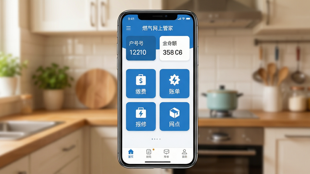 ȼ�����Ϲܼ�Ӧ��������չʾ������������һ�������ֻ�����Ļ��ʾȼ�����Ϲܼ�App����ҳ�������л��ź������Ϣ��Ƭ���в��ǽɷѡ��˵������ޡ������ĸ�����ͼ�꣬�ײ��ǵ���������������ܰ�ĳ��������黯����������ִ���ƽ����������ɫΪ��������ɾ����࣬���������ɶ������ʸ��壬�޶���Ԫ��