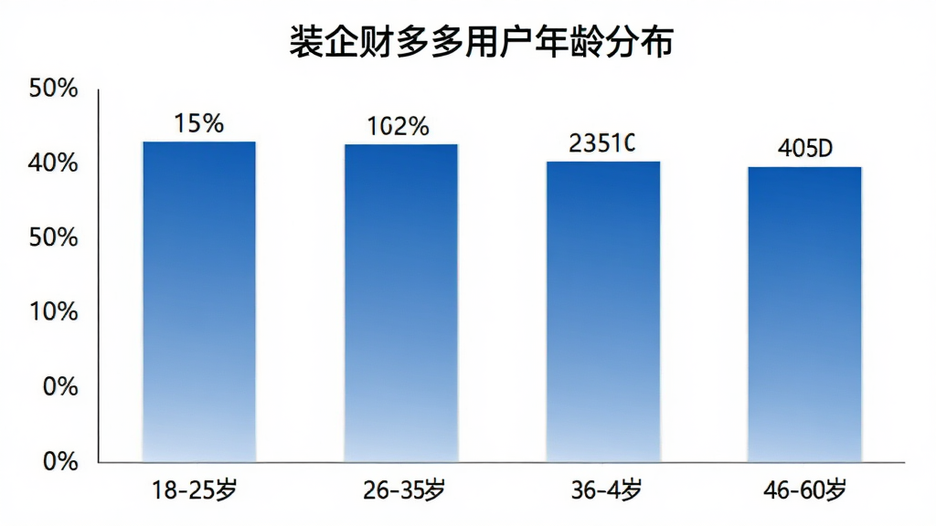 ��״ͼչʾװ��ƶ���û�����ֲ�������Ϊ�����18-25�ꡢ26-35�ꡢ36-45�ꡢ46-60�꣬����Ϊ�û�����ռ�Ȱٷֱȣ���״ͼ��ɫΪ��ɫ���䣬ÿ�������Ϸ���ע����ٷֱ���ֵ��ͼ������Ϊ��װ��ƶ���û�����ֲ���������Ϊ��ɫ����������񣬻����������޶���Ԫ�ء�