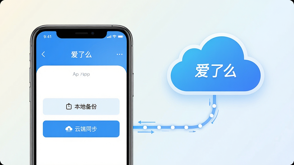 һ��չʾ������ô��App���ݱ�����ͬ�����ܵ�ʾ��ͼ����������һ���ֻ���һ���ƶ�ͼ���������ֻ���Ļ����ʾ������ô���ı��ݽ��棬�С����ر��ݡ��͡��ƶ�ͬ����������ť��������ǳɫ���䣬�����Ƽ��У����ʸɾ�������������