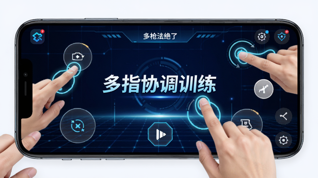 һ��չʾ����ǹ�����ˡ�App�ڶ�ָ������ϰ�������ͼ��������һ���ֻ�������ʾ����Ļ���ж�����ⰴ������ָ�����Ĺ켣�ߣ�����������ɫ�Ƽ���������Ļ�����С���ָЭ��ѵ����������������羺��ʮ�㣬�����������޶���Ԫ��