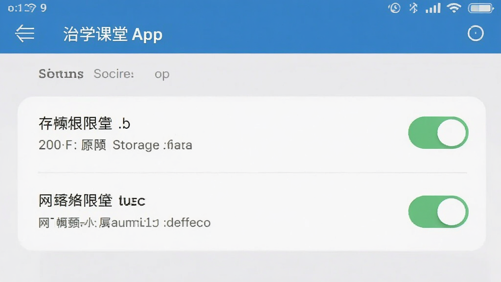��ѧ����App���ֻ��ϵİ�װȨ�����ý��棬��ʾ�洢Ȩ�޺�����Ȩ�޿��أ�����Ϊ�ֻ�ϵͳ����ҳ�棬����࣬�����������޶���Ԫ��