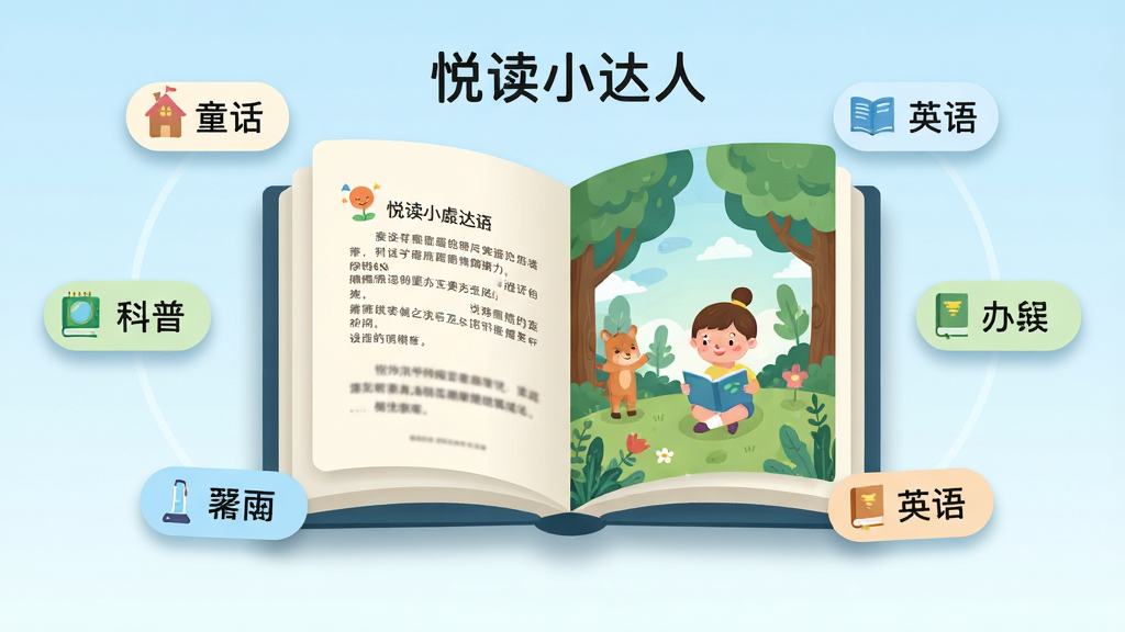 ����������һ���޴������汾�������룬��ҳչ��������������Ҳ��ǲ廭����ΧƯ���Ŷ�������ǩ�硰ͯ�����������ա�����Ӣ�������Ϊ����ʽ��ͼ�����Ϊ���±�ƽ���廭��ϸ�ڰ����鱾��Ե����͵���Ӱ�������ǵ���ɫ���䡢Ư���ı�ǩ����Сͼ�꣬���ʸɾ��޶���Ԫ�أ�ͼƬ�д����֡��ö�С���ˡ�