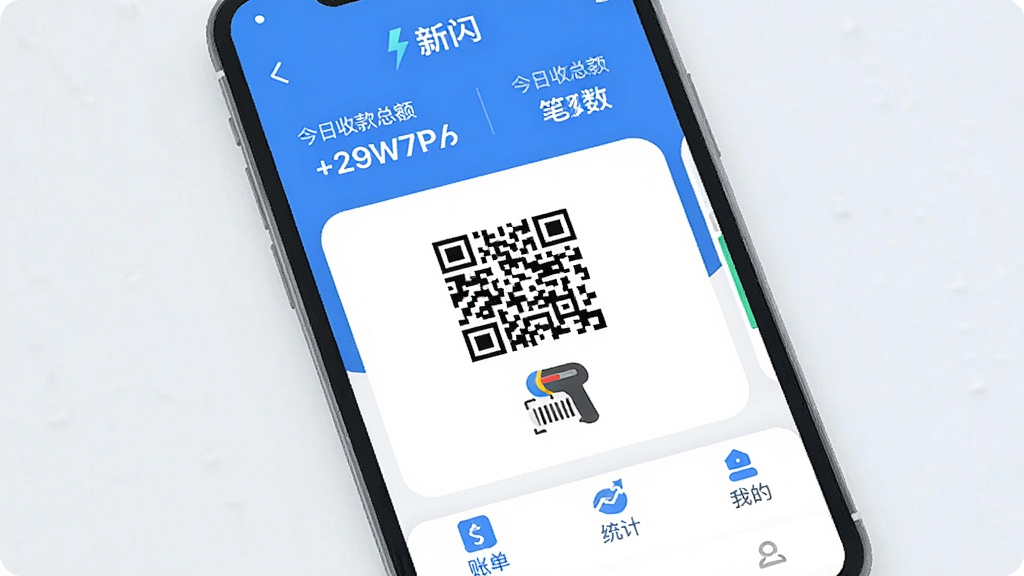 һ���ֻ���Ļ��д�����������ǡ�������App�������棬�Ϸ���ʾ�����տ��ܶ�ͱ������м����������տ��ά���ɨ��ǹͼ�꣬�ײ����˵���ͳ�ơ��ҵ�����ѡ����������������ɫ������ִ���ƽ��ϸ��Բ�󣬻��ʸɾ��޶���Ԫ��