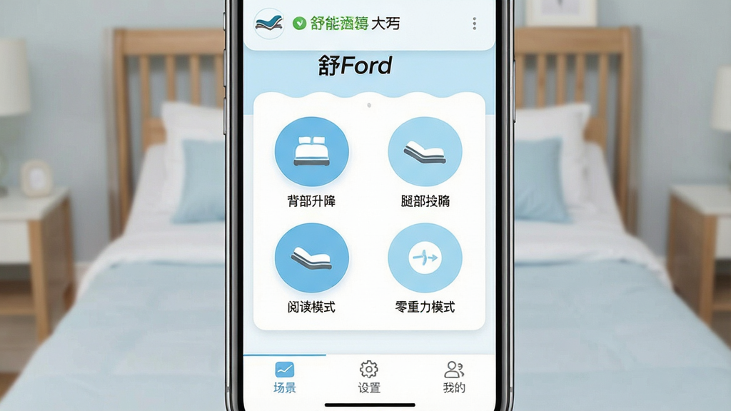 һ��չʾ�渣��App���Ĺ��ܵ��ֻ������ͼ������������һ���ִ������ֻ�����Ļ����ʾ�渣�����ܴ����������棬�����԰�ɫ��ǳ��ɫΪ��ɫ����������ʾ��������״̬���û��ǳƣ��м������б����������Ȳ�������������ģʽ���Ķ�ģʽ��Բ�ι��ܰ�ť�������룬�ײ�Ϊ���������á��ҵ�����ѡ������������ִ�����ƽ����ƣ�ͼ��Բ�����������ʸɾ����壬�޶���Ԫ��