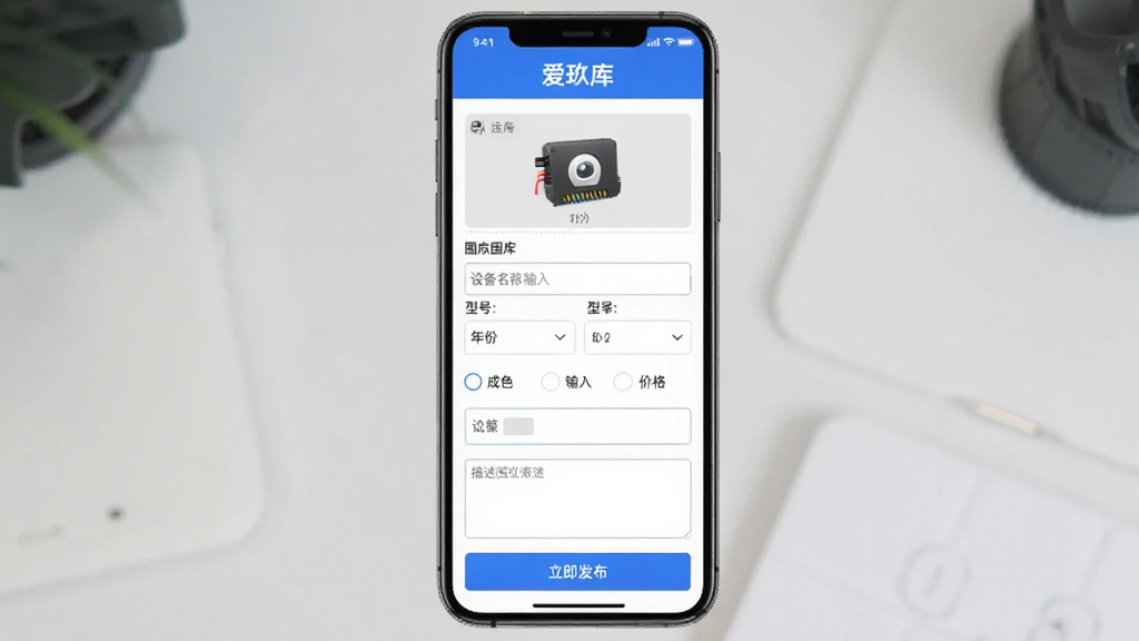 ������App�豸����ҳ�棬�ֻ���Ļ��ʾ��������������ͼƬ�ϴ������豸����������ͺ�ѡ�����ѡ�񡢳�ɫѡ��۸������������ı��򣬵ײ��С�������������ť�����沼������������ִ���ƽ��������ɫ�����ʸɾ���ͼƬ�д��С������⡱���֡�
