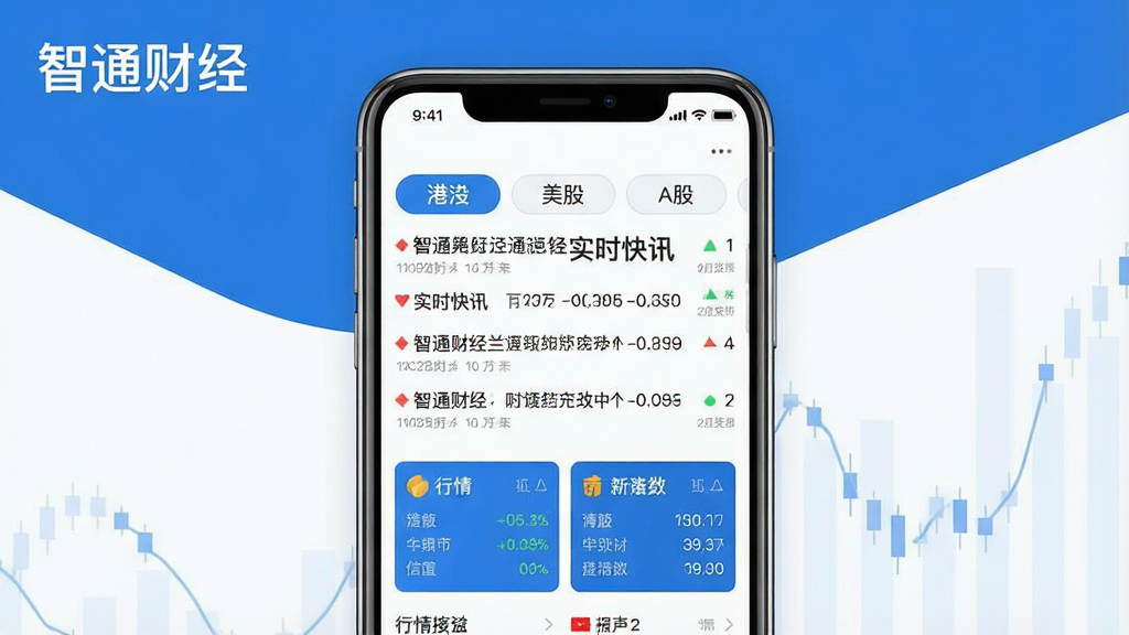 һ��չʾ��ͨ�ƾ��ֻ�APP�������ͼƬ�������������ֻ���Ļ����Ļ����ʾ��ͨ�ƾ�����ҳ��Ϣ�����Ϸ��и۹ɡ����ɡ�A��ѡ����м��ǹ�����ʵʱ��Ѷ���·����������ݿ�Ƭ�������Ǽ��Ľ���������ɫ������ִ���ƽ��ϸ�����������ʸɾ��޶���Ԫ�أ�ͼƬ�д������֡���ͨ�ƾ���