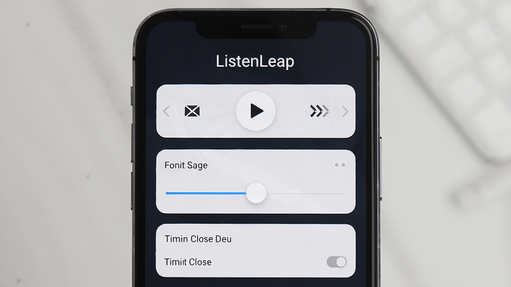 һ��չʾListenLeap�������ý����ͼƬ���������ֻ���Ļ����Ļ����ʾ�Ų���ģʽѡ�������С���ڻ��顢��ʱ�ر�ѡ����������������������Լ�����ʸɾ�����Ļ�Ϸ��С�ListenLeap������