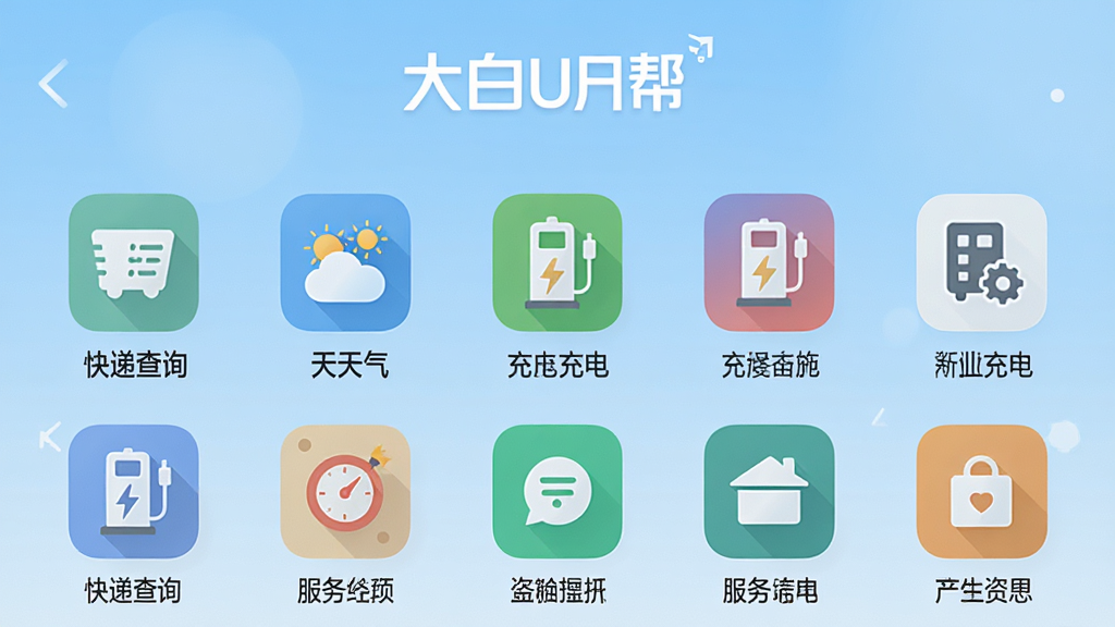 һ��չʾ�����U�APP���������ۺ�ҳ���ͼƬ�������ж������ͼ���������У�������ݲ�ѯ�����������׮�ȣ�ͼ���·������ı�ǩ������Ϊǳ��ɫ���䣬����ƽ�������������ɾ�