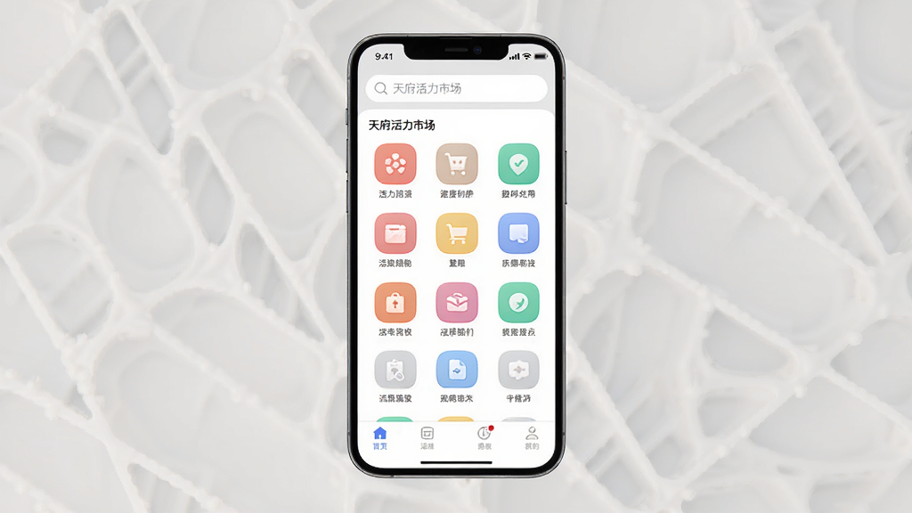 �츮�����г�App������ȫòչʾ������Ϊ�ֻ���Ļ���з��ã���Ļ����ʾ�츮�����г�Ӧ�ý��棬�������������в�����ͼ�����񣬵ײ������������������в�Σ��Ű�ɾ����࣬����ִ���Լ��ƽ����ϸ����ͼ��Բ��ɫ����ͣ����ʸ��壬�ɾ��޶���Ԫ��