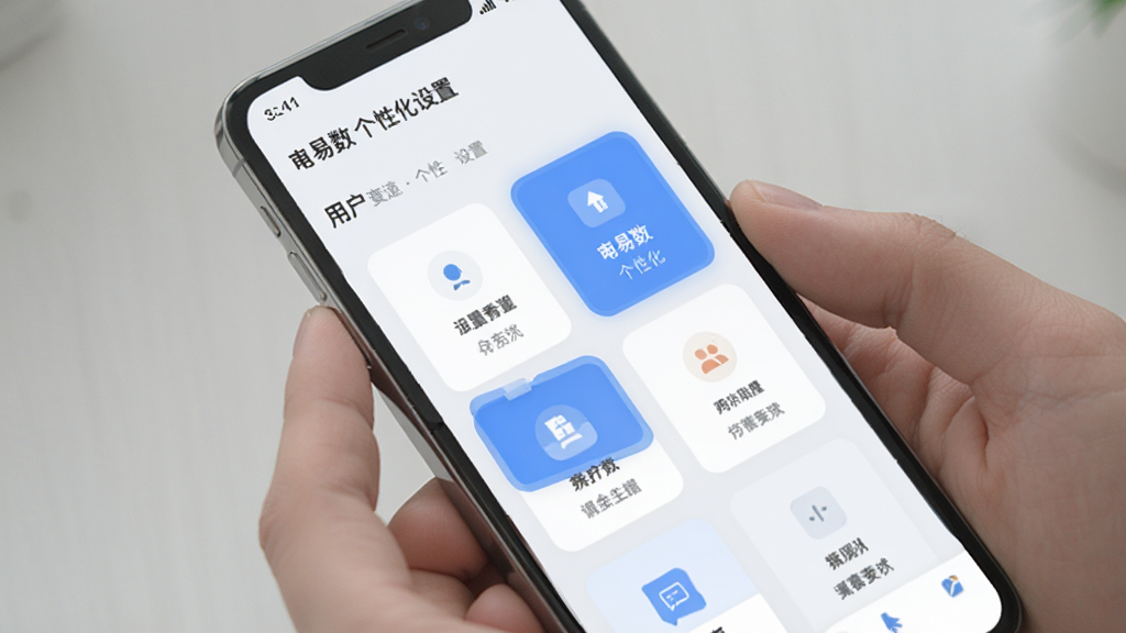 一张“甬易数”个性化设置界面的图片,手机屏幕显示用户可以拖拽卡片调整顺序,界面以浅色为主,有蓝色高亮提示,布局直观,风格扁平化,画质干净,无杂乱元素。