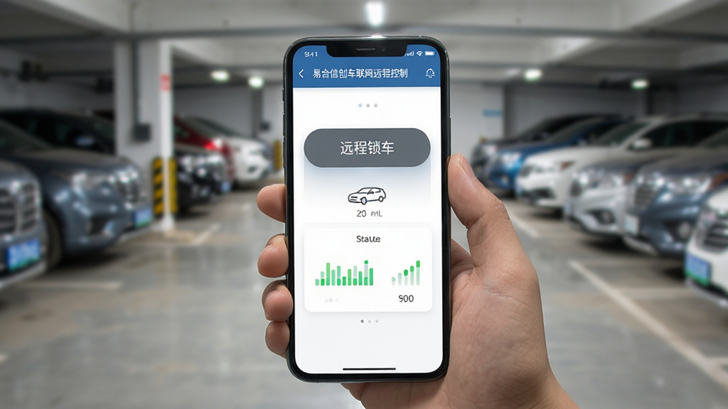 һ��չʾ�׺��Ŵ�������Զ�̿��ƽ����ͼƬ��������һֻ�������ֻ����ֻ���Ļ����ʾ��Զ����������ť�ͳ���״̬ͼ�꣬������ģ����ͣ�������������дʵ�������������޶���Ԫ��
