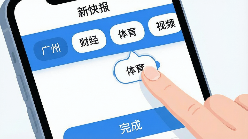һ���ֻ������ͼ���Ĳ廭��չʾ���¿챨��App��Ƶ������ҳ�棬�����ж������ק��Ƶ����ǩ�硰���ݡ����ƾ���������������Ƶ�����û���ָ�����϶�����������ǩ��ǰ�ƶ�������ײ��С���ɡ���ť�����������¼�࣬������ɫ�����ʸɾ��޶���Ԫ��