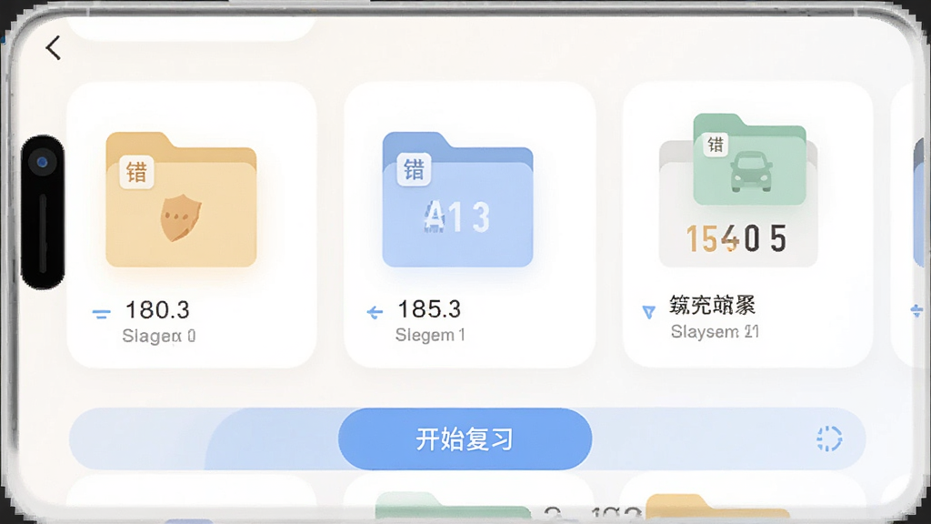 �޵мݿ�APP���Ȿ���ܽ��棬��Ļ����ʾ�Ų�ͬ���Ĵ����ļ���ͼ�꣬�Ա߱�ע�Ŵ����������·��С���ʼ��ϰ����ť��������Ʋ��ÿ�Ƭʽ���֣���ɫ��ͻ��ۣ�������¼�࣬���ʸɾ�������Ԫ�ء�