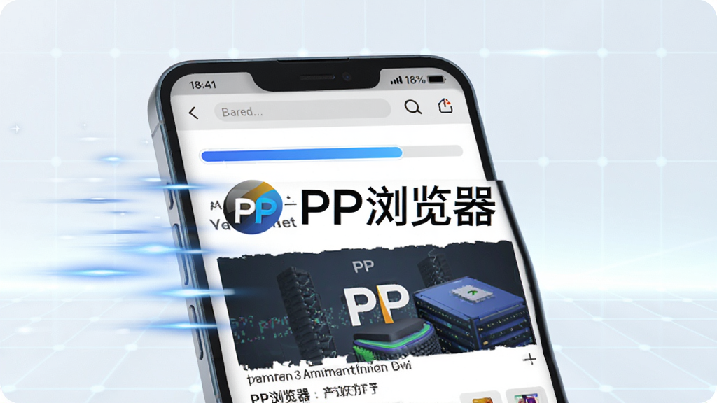 һ�������ֻ�չʾPP��������ڿ��ټ�����ҳ������������������ҳ�������������֣��ֻ���Χ���ٶ�����Ч�������ǿƼ���ǳɫ���񣬻���������'PP�����'logo����������죬���ʸɾ��޶���Ԫ�ء�
