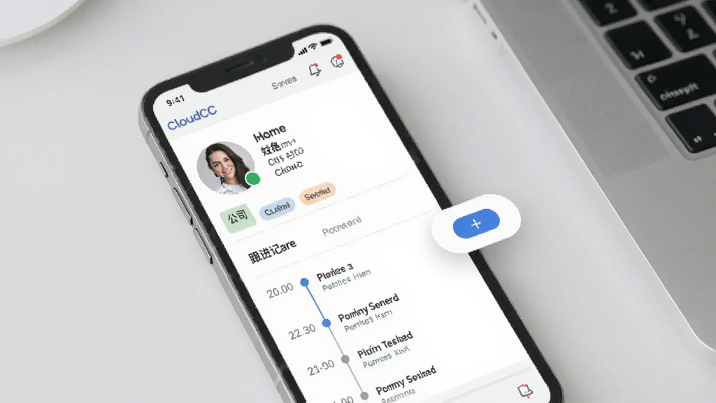 һ��չʾCloudCC CRM�ͻ��������ܵĽ����ͼ���ͼƬ���������ֻ���Ļ��ʾ�ͻ���������ҳ������ͷ����������˾����ǩ��������¼ʱ���ᣬ�Ա������������Ӱ�ť��������ǳ��ɫ�칫���棬������ִ������ʸɾ��޶���Ԫ��