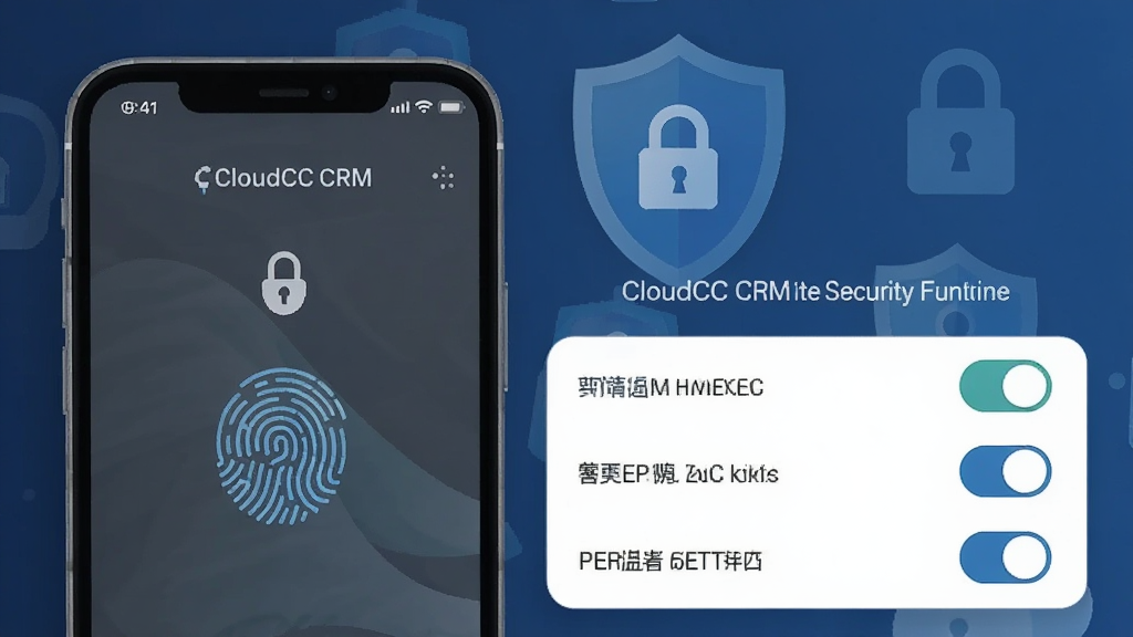 һ��չʾCloudCC CRM���ݰ�ȫ���ܵ�ͼƬ���������ֻ���Ļ��ʾָ�ƽ��������Ȩ�����ÿ����б��������ж��ƺ����ĳ���ͼ�꣬���Ƽ���ȫ���⣬ɫ�����������ʸɾ��޶���Ԫ��